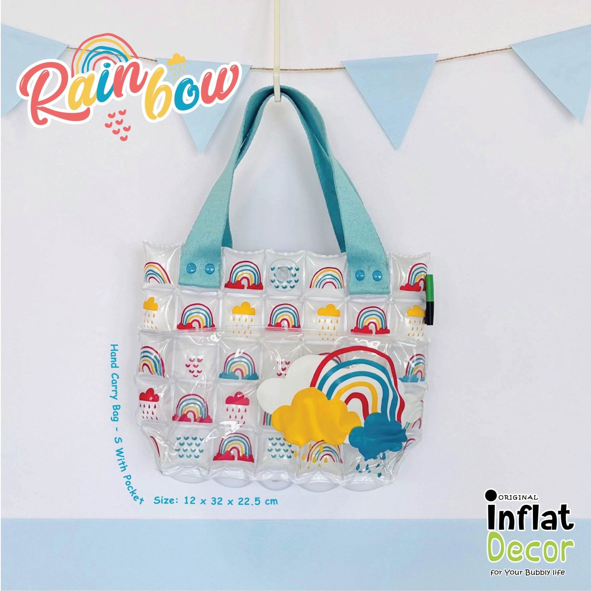 Inflatable Hand Bag with Pocket - Rainbow